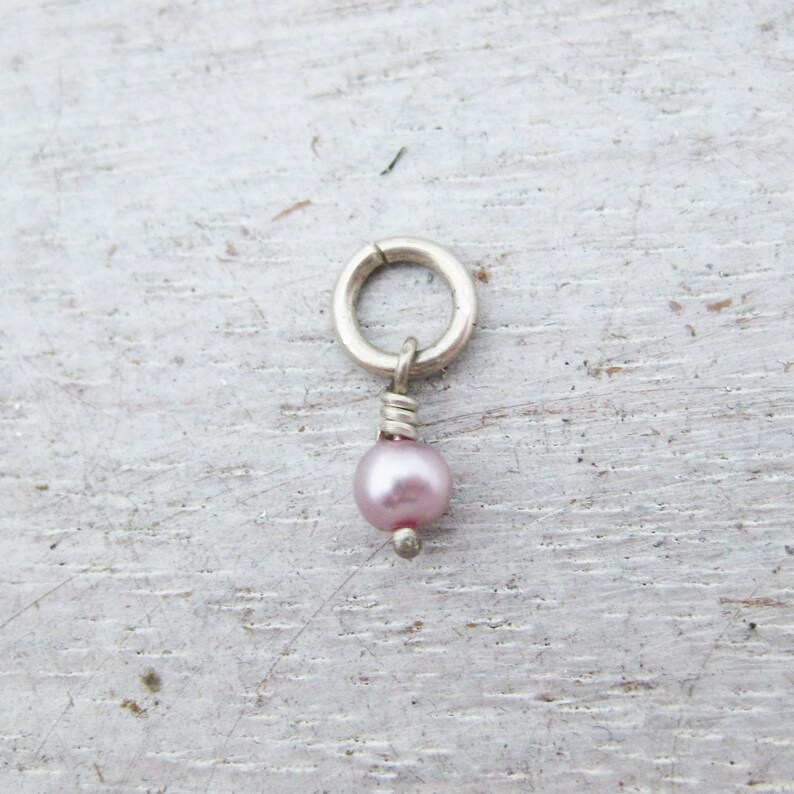 Pink Pearl Charm in Gold, Gold Filled or Silver Finding, 14 Karat Gold Pearl Charm, Rose Gold Pearl Pendant, White Gold Pearl image 3