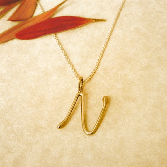 N Gold Initial Pendant Necklace