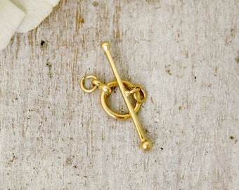 Cierre de palanca hecho a mano en oro macizo de 14 quilates, cierre en T para collares o pulseras, cierre porta dijes en oro
