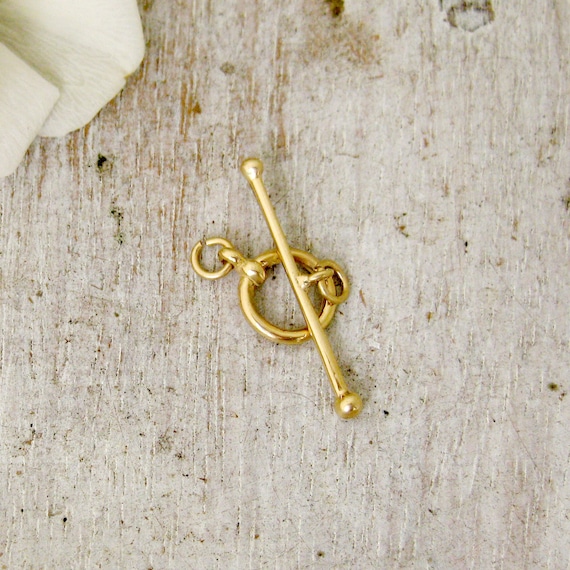 14 Karat Solid Gold Handmade Toggle Clasp, T-Clasp for Necklaces or Bracelets, Charm Holder Clasp in Gold