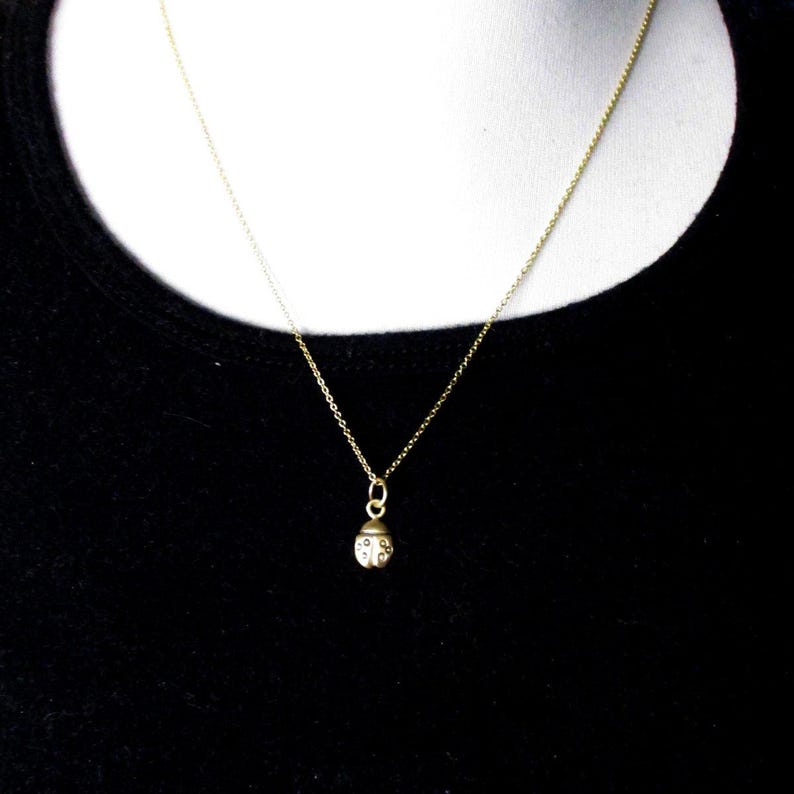 Gold Ladybug Charm, My Little Love Bug Charm in Solid Gold