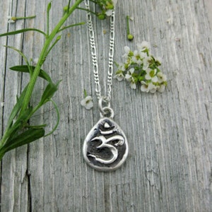 OM Teardrop Amulet Necklace, Yoga Jewelry, Spiritual Jewelry, Symbolic Jewelry, Ohm Charm, Mindfulness, Crown Chakra Charm