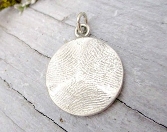 Solid Silver Fingerprint Impression Disc Pendant - Add 1 - 3 fingerprints or more. Add children's or adults fingerprints, or any combination