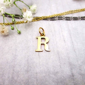Capital Letter R Initial Charm in 14K Yellow, Rose or White Gold