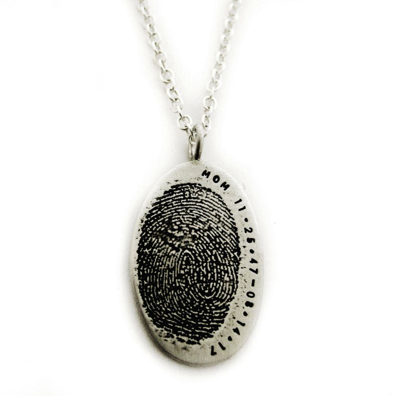 Sterling Silver Personalized Fingerprint Pendant from Flat Ink Etsy
