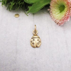 Gold Ladybug Charm, My Little Love Bug Charm in Solid Gold