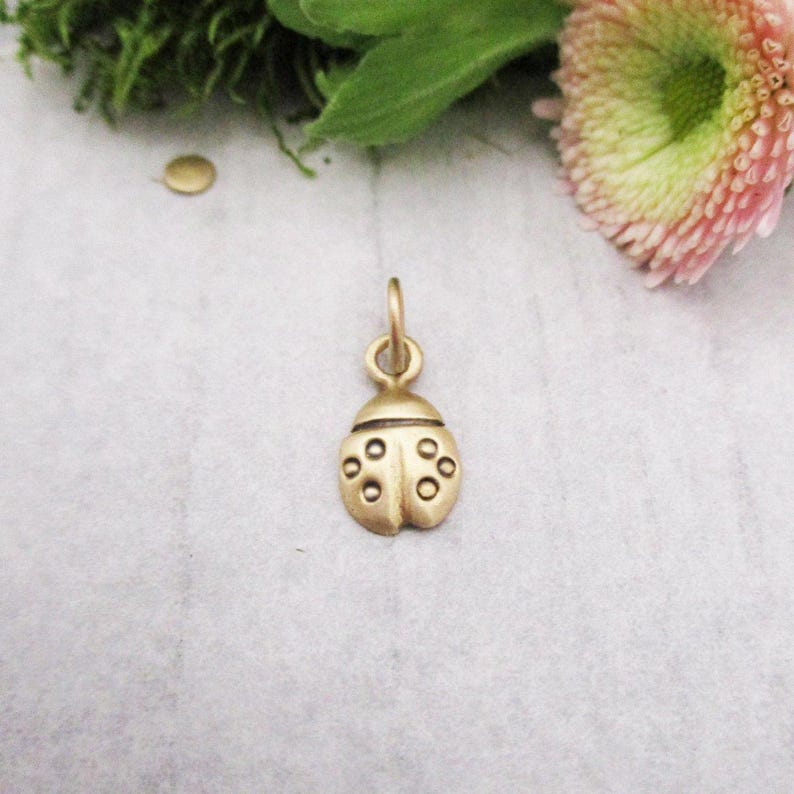 Gold Ladybug Charm, My Little Love Bug Charm in Solid Gold