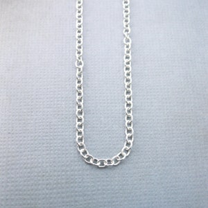 Sterling Silver 2 mm Cable Chain, 16&quot; to 30&quot; Lengths, Plain Silver Chain, Sterling Silver Necklace for Charms, Sterling Chain Necklace