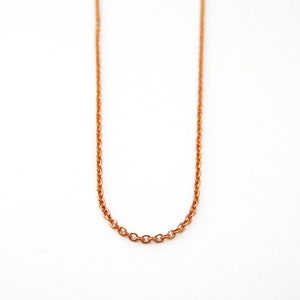 14 Karat Solid Rose Gold 1mm Cable Chain, Simple Gold Necklace Chain, Pink Gold Chain, Rose Gold Cable Chain for Charms