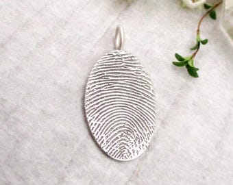 Colgante de plata de ley con huella dactilar, colgante con huella del pulgar, joyería conmemorativa