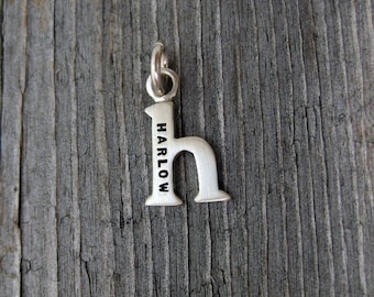 Colgante personalizado con inicial H minúscula para bebé, colgante con monograma en plata maciza u oro, colgante con iniciales, collar con nombre, colgantes con letras