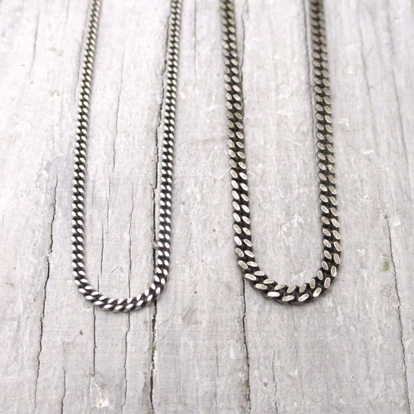 Sterling Silver Oxidized Curb Chain, 18" to 30" Lengths, 2mm or 2.5mm, Man's Silver Chain, Blackened Necklace for Men, Unisex Chain