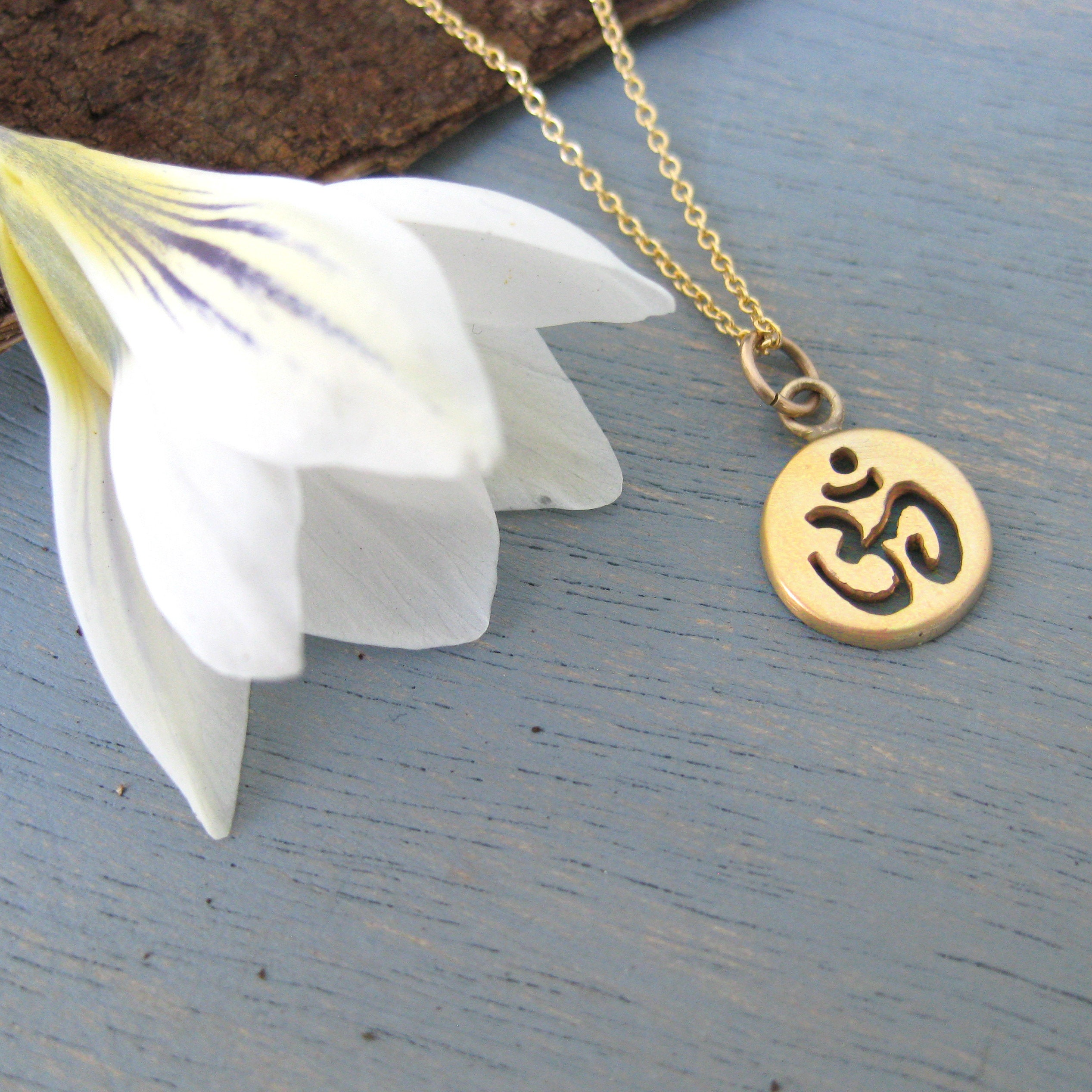 14k Gold OM Charm Rose Gold OM Aum 