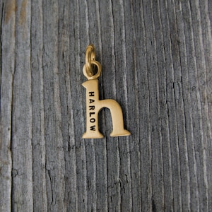 14k oro bebé minúscula H encanto inicial, joyería inicial, colgante inicial, letra de oro, encanto de monograma de oro, oro rosa H oro blanco inicial