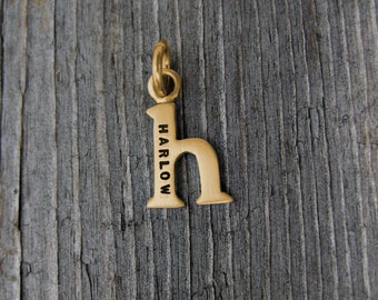 14k Gold Baby Lowercase H Initial Charm, Initial Jewelry, Initial Pendant, Gold Letter, Gold Monogram Charm, Rose Gold H White Gold Initial