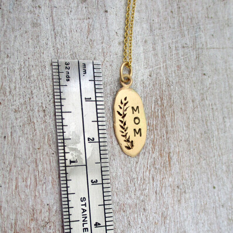 14K Solid Gold Raw Edge Vine Oval Pendant, Gold Personalized Oval Charm, 14k Yellow Gold, Rose Gold, White Gold Personalized Charm Necklace image 4