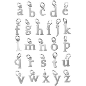 Bebé letra minúscula encanto inicial plata de ley, colgante inicial, a-z, encantos de letras monograma, iniciales, letras, encantos