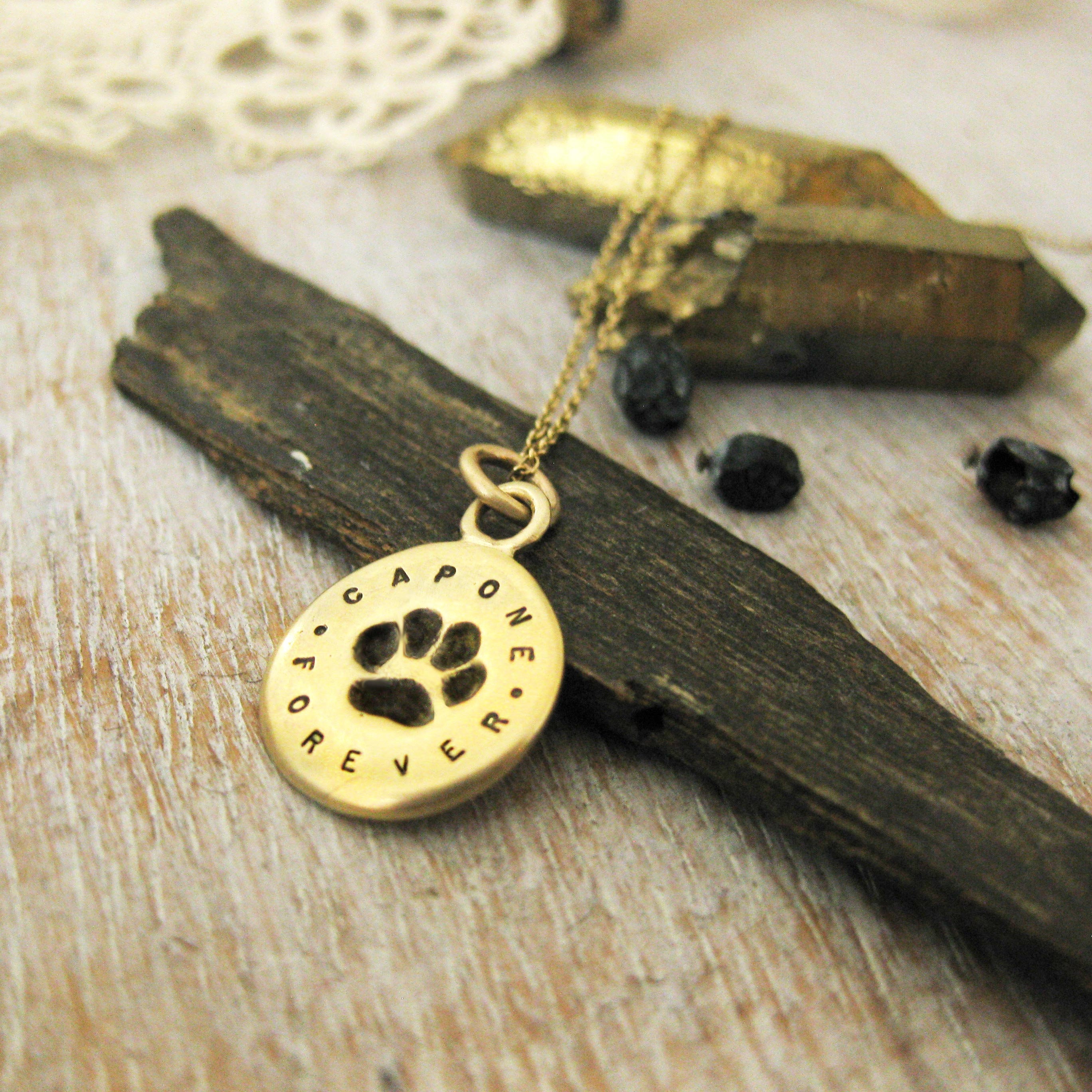 Gold Dog or Cat Paw Print Charm Personalized Pet Loss Etsy