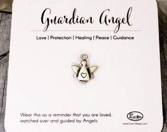 Sterling Silver Mini Guardian Angel Pin, Lapel Pin, Hat Pin, Personalize this Protection Pin with an Initial or leave it blank.