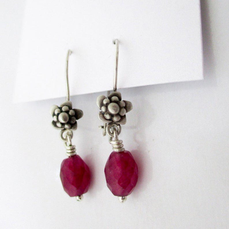 MAID Mini Flower and Gem Bead Earrings in Sterling Silver, Designed for the Netflix Series