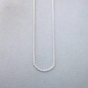 Cadena tipo cable de oro blanco de 14 quilates de 1 mm de oro macizo, cadena de oro blanco simple, cadena tipo cable de oro blanco simple