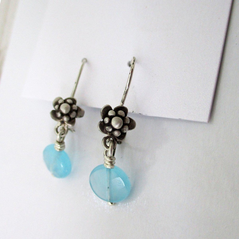 MAID Mini Flower and Gem Bead Earrings in Sterling Silver, Designed for the Netflix Series