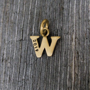 14k Gold Baby Lowercase W Initial Charm, Initial Jewelry, Initial Pendant, Gold Letter, Gold Monogram Charm, Rose Gold W White Gold Initial