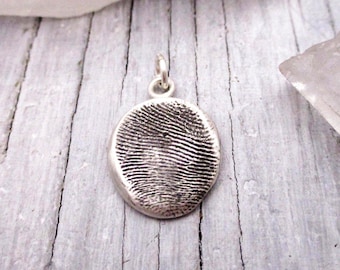 Blackened Fingerprint Impression Pendant in Oxidized Sterling Silver - Includes Kit