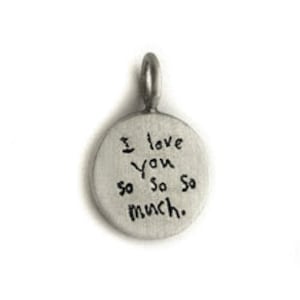 Your Actual Handwriting on a Silver Disc Pendant 14mm