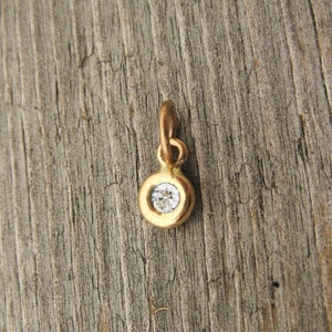 14K Gold Diamond April Birthstone Charm, Solid Gold Diamond Birthstone Pendant, Diamond Pendant in Solid Rose Gold, White Gold, Yellow Gold