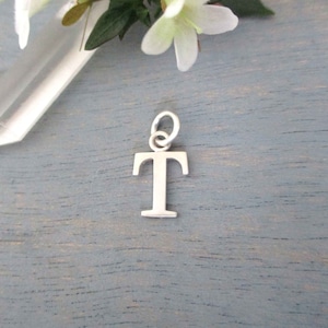 Capital Letter T Initial Charm in 14K Yellow, Rose or White Gold