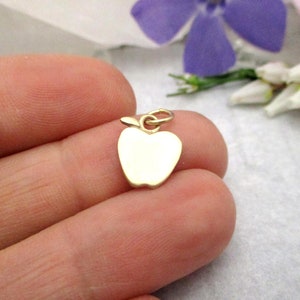 Charme de pomme en or jaune 14K. Pendentif pomme en or jaune massif image 6