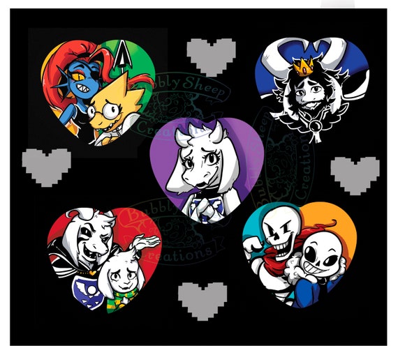 Hearts Of Undertale And Small Buttons Etsy