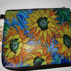 Diamond Painting Sunflower Cross-Body Handbag with Chain and Tassel