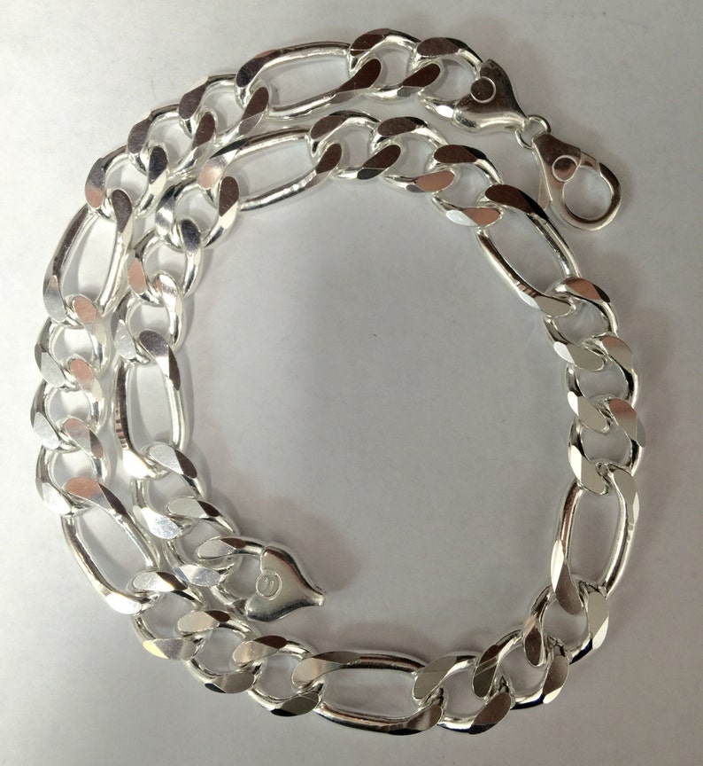 Sterling Silver 925 XL FIGARO Mens Chain Necklace 16mm Etsy