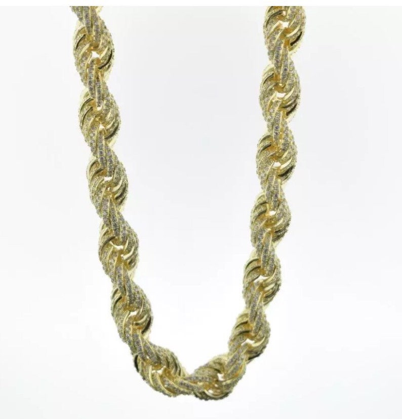 Sterling silver Iced Out Rope Chain mens chain necklace Etsy