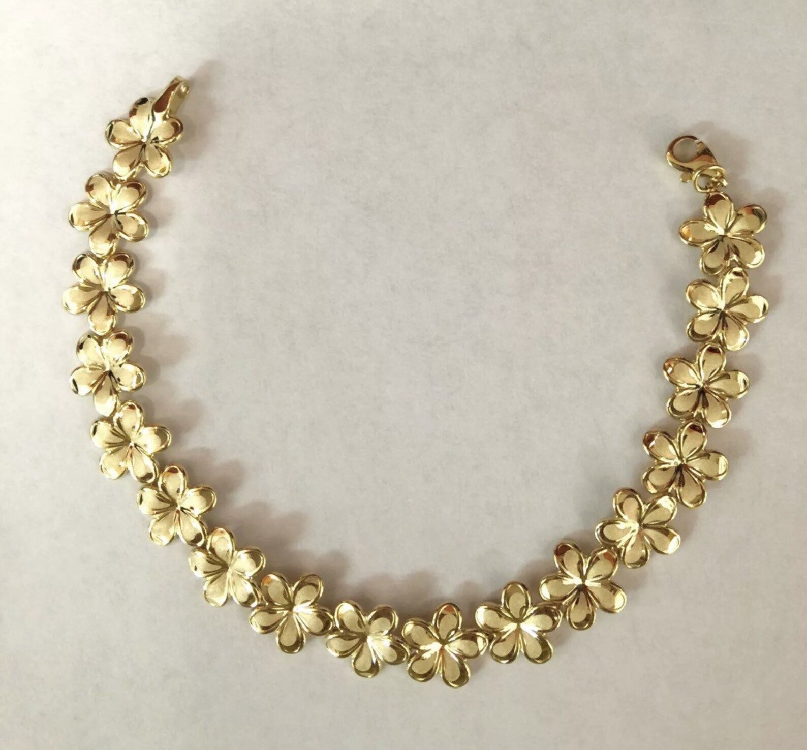 14k yellow gold plumeria flower bracelet Etsy