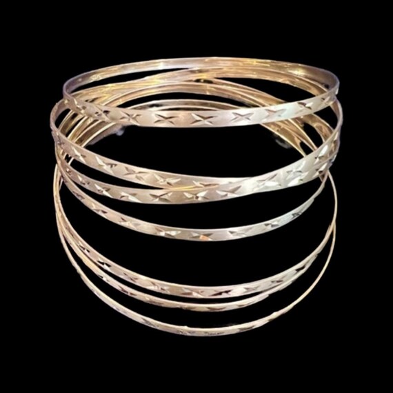 Semanario 14k Solid Gold Two Tone Design Ladies Adjustable Bangle Set -  Walmart.com