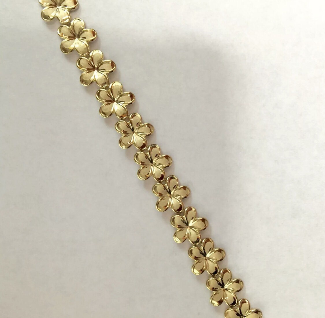 14k yellow gold plumeria flower bracelet Etsy