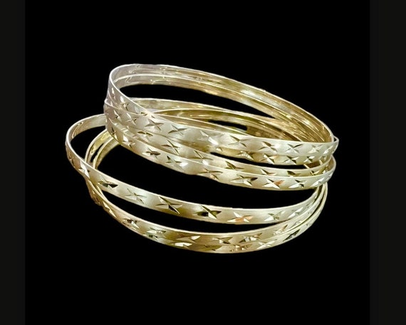 Gold Laser Etched Bangles - Set of 4 – ZIA Couture Jewelry
