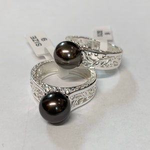 Sterling Silver Maile Pearl ring, sz 8-14