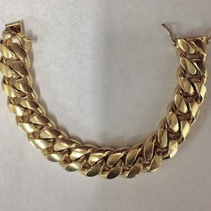Sterling Silver yellow gold plated Miami cuban curb link mens bracelet, 20mm, 9"