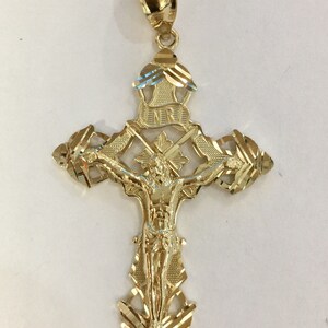 14k Solid Gold Jesus Crucifix Cross M 