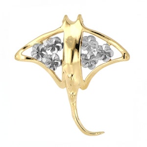 14 Karat Solid Gold Manta Ray Pendant