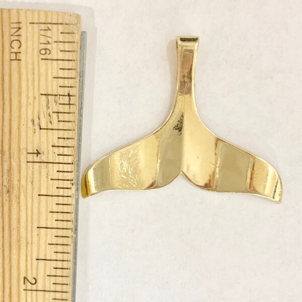 14k yellow gold hawaiian Large whale tail slide pendant