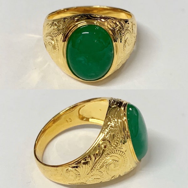 Gold plated  Jade Hawaii Wedding plumeria flower  ring, SZ 7.5-13