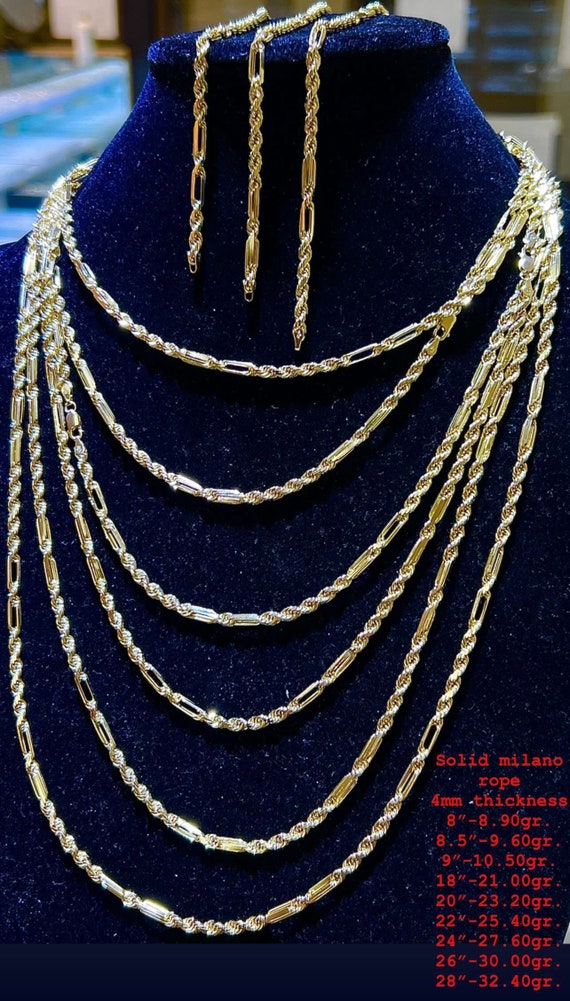 14k italy 2024 gold rope chain