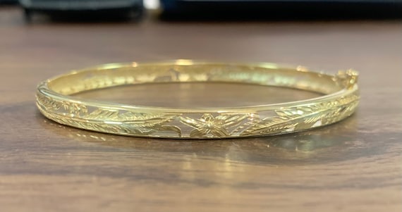 Plumeria bangle bracelet clearance