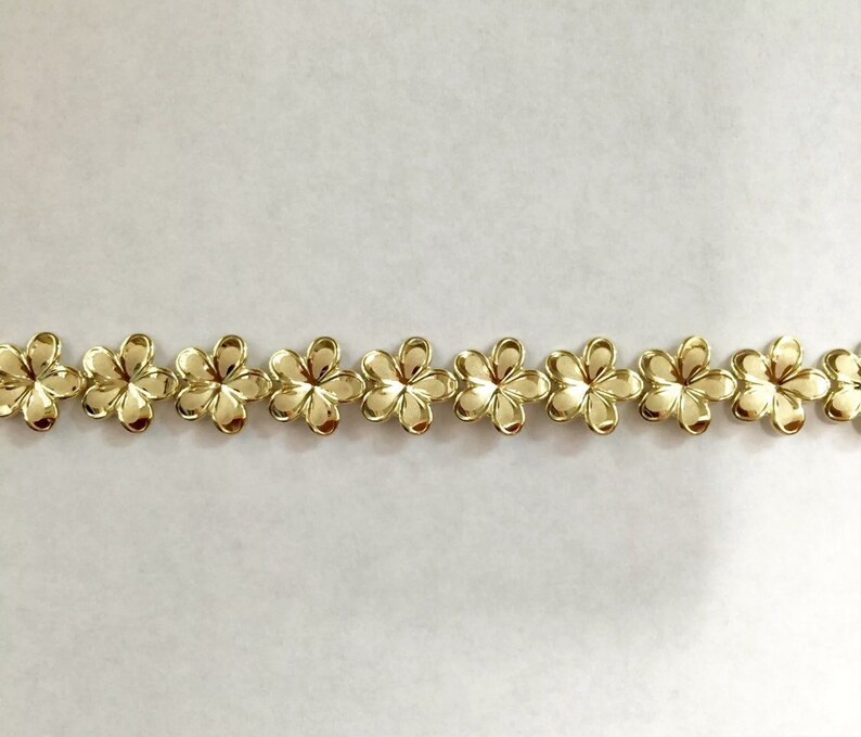 14k yellow gold plumeria flower bracelet Etsy