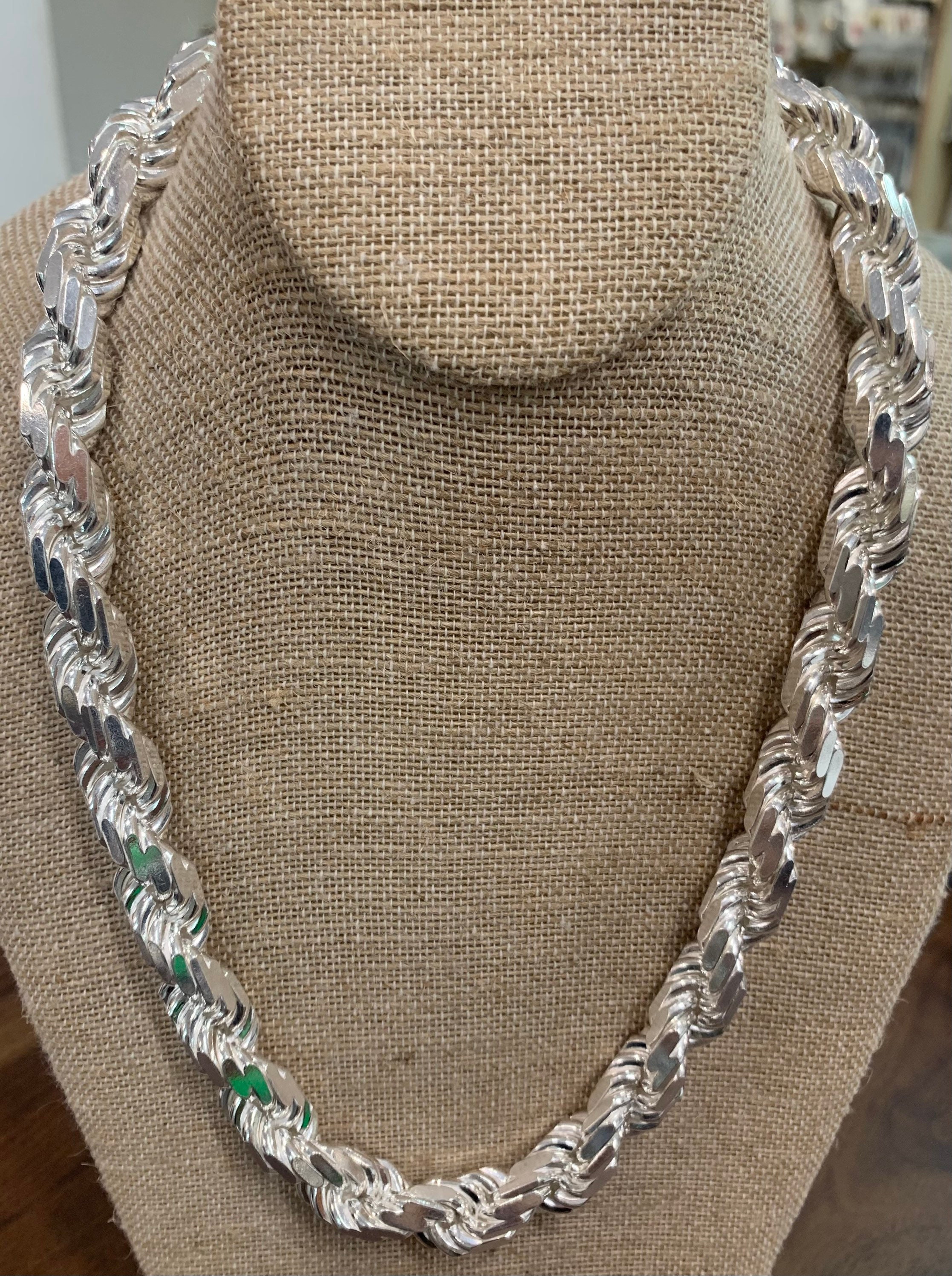 Buy Sterling Silver 925 Solid Diamond Cut Rope Chain Necklace